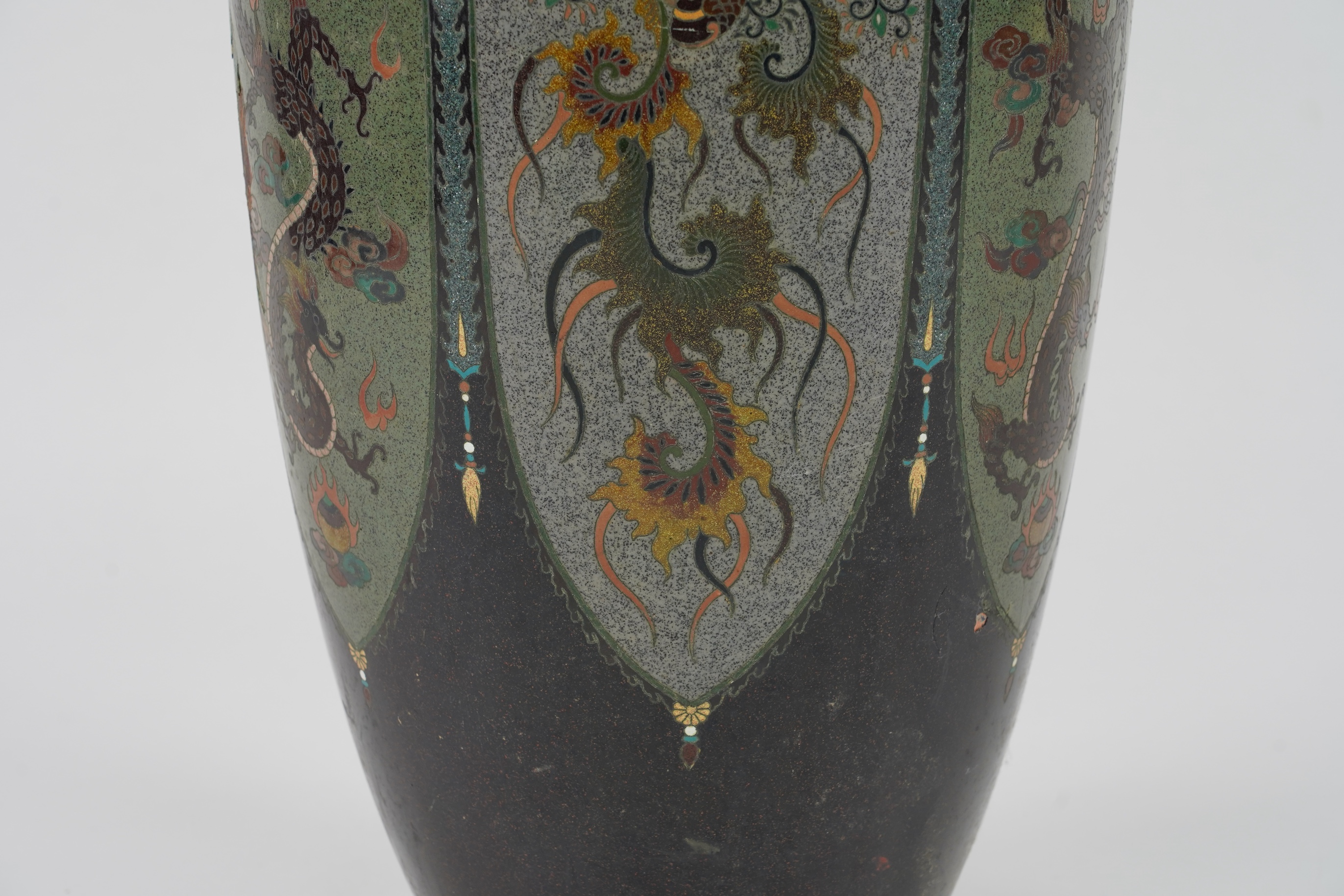 A massive Japanese cloisonné enamel vase, Kyoto, early 20th century